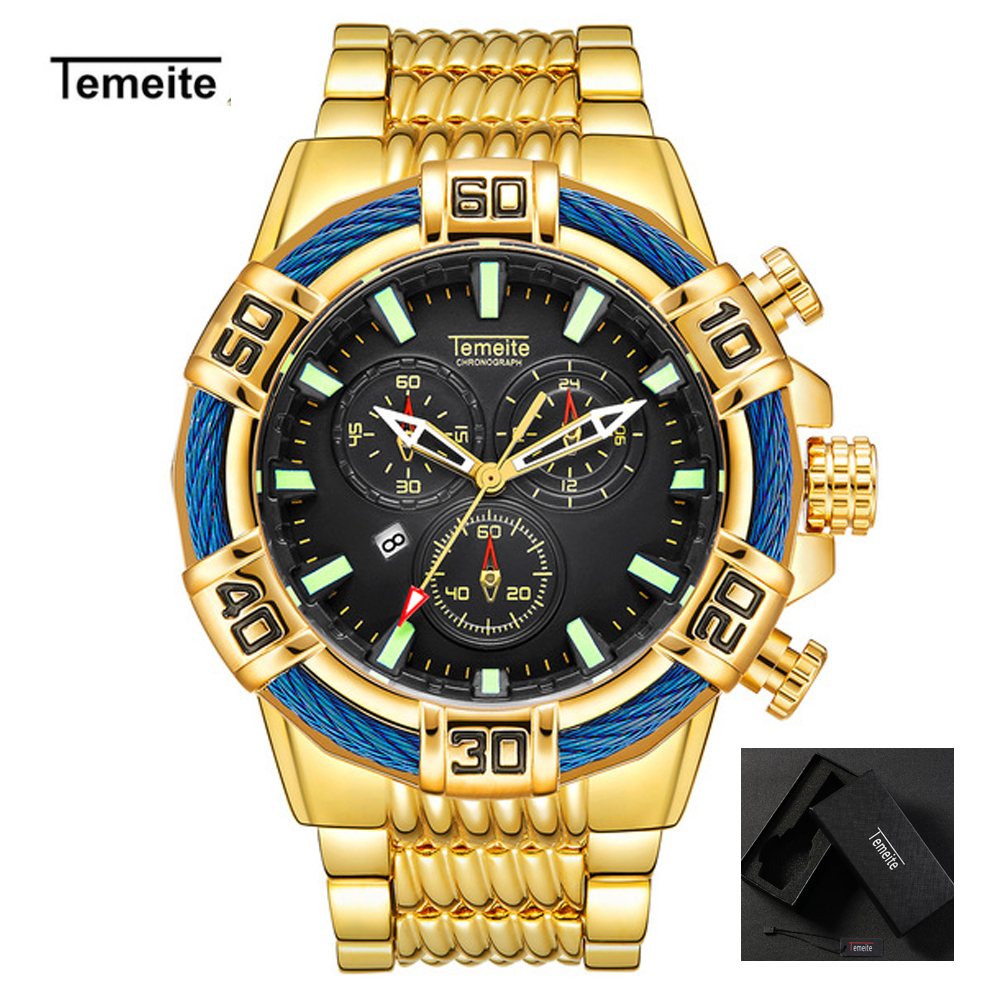 Temeite Top Brand Luxury Golden Men's Quartz Watches Sports Watch Men Waterproof Military Male Gold Wristwatch Relogio Masculino, Slivery;brown
Temeite Top Brand Luxury Golden Men's Quartz Watches Sports Watch Men Waterproof Military Male Gold Wristwatch Relogio Masculino, Slivery;brown