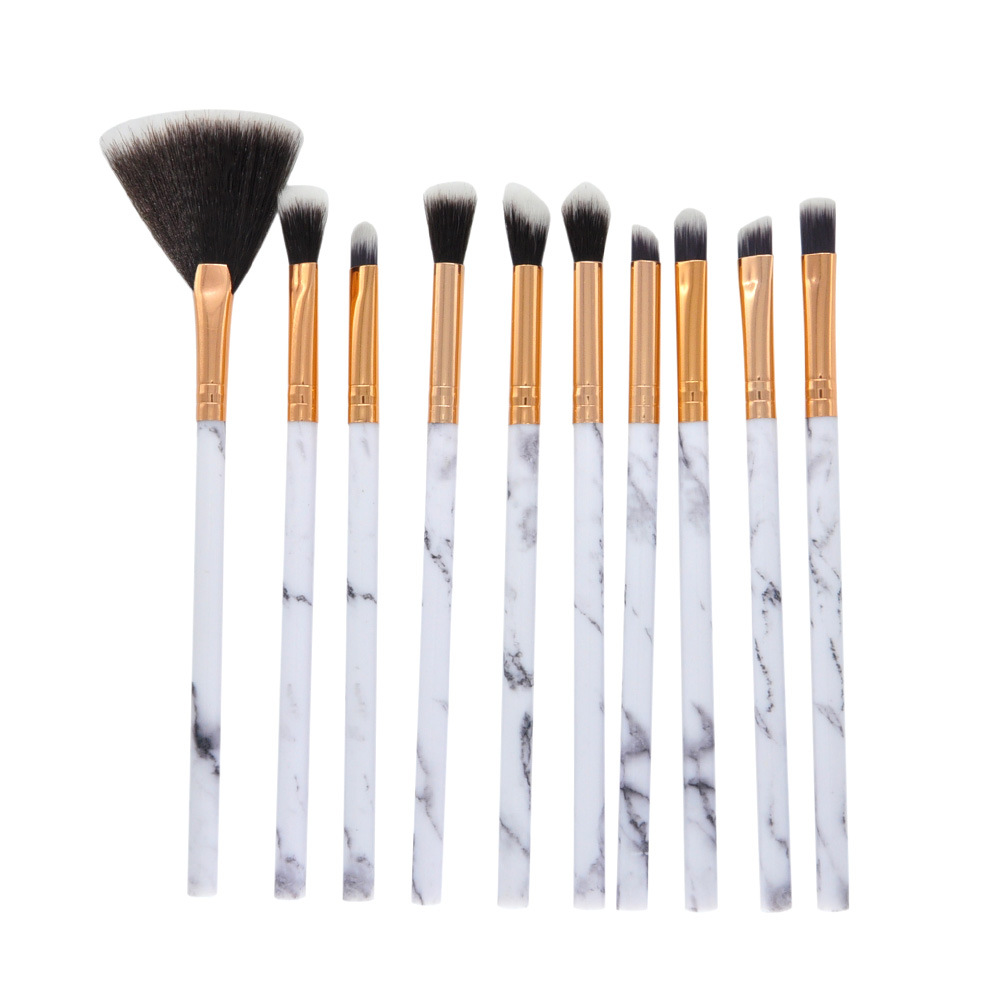 10PCS Makeup Brushes Tool Kit Eye Shadow Blending Brush Set Cosmetic Brushes Marble Eyebrow Synthetic Hair Make Up Brush Pinceles De Maquillaje