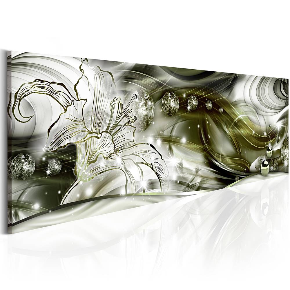 ( No Frame ) Lily Design Art Canvas Print Modern Fashion Floral Diamond Home Decoration, Choose Color & Size (Multicolor)