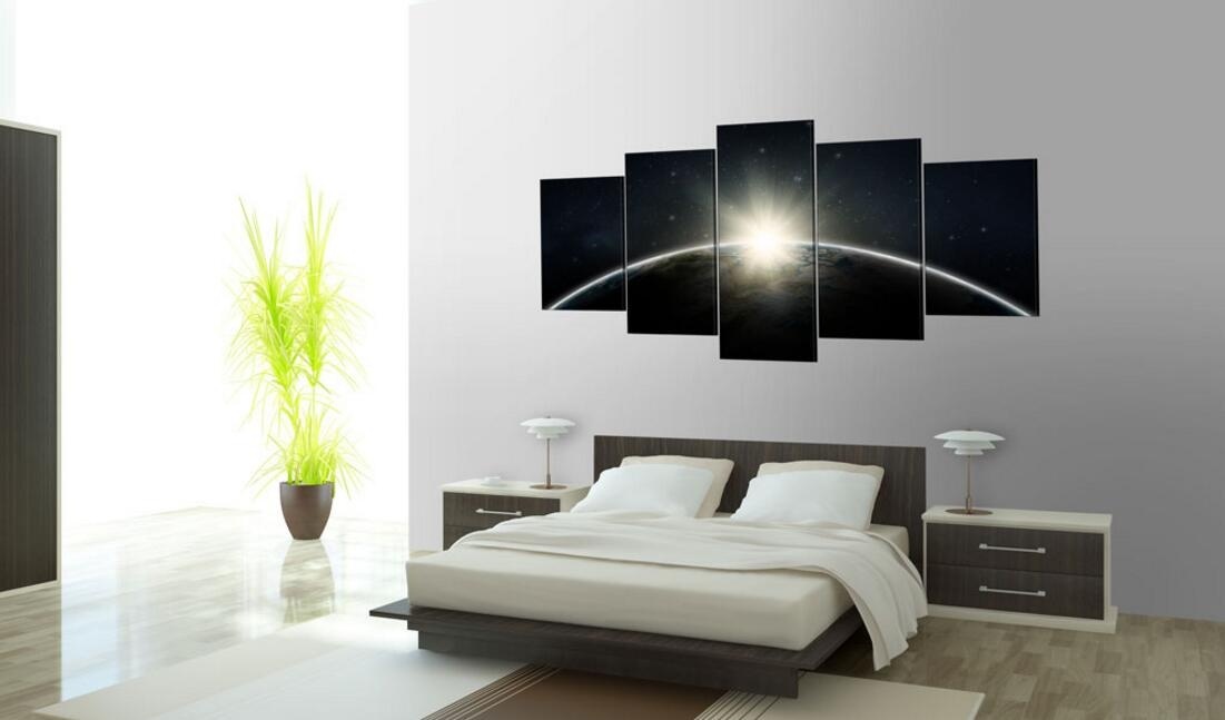 ( No Frame)5PCS/Set Modern Abstract Blue Planet Earth Art Print Frameless Canvas Painting Wall Picture Home Decoration
