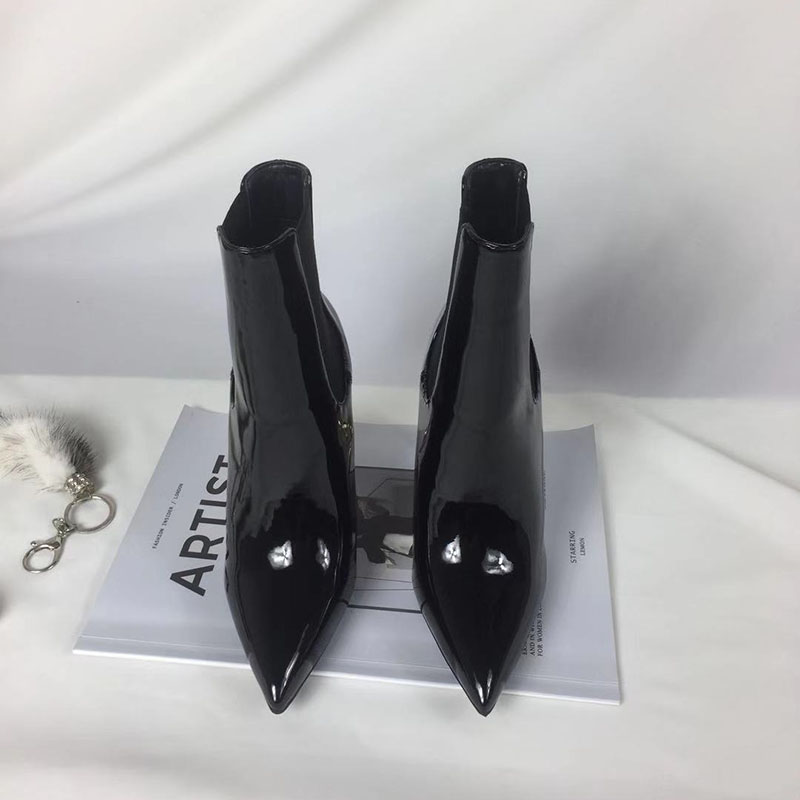 Hot Sale-letter with fashion boots Patent leHigh letter with fashion boots Patent leather heather heel, and leg elastic Martin boots