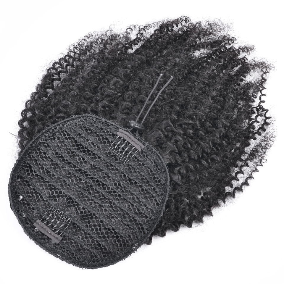 Afro Kinky Curly human hair ponytail extensions Kinky Curly drawstring human hair ponytail hairpieces curly clip in ponytail hair piece