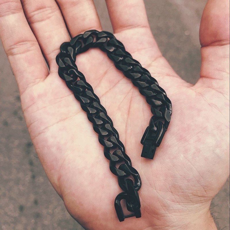 Stainless Steel Men Retro Bracelet Gifts Mens Chain Curb Cuban Link Accessories Black Rock Charm Hand Chain Bracelets Male