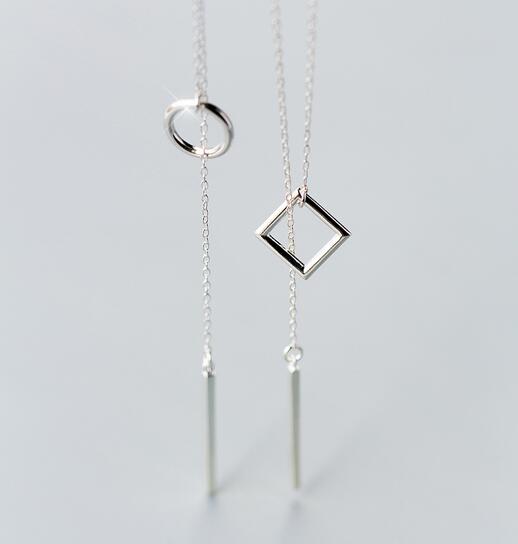 Fashion Authentic 925 Sterling Silver Jewelry Hollow Open Square /Circle Geometric Pendants "Y" Shape Lariat Necklace Drop X1208
Fashion Authentic 925 Sterling Silver Jewelry Hollow Open Square /Circle Geometric Pendants "Y" Shape Lariat Necklace Drop X1208
