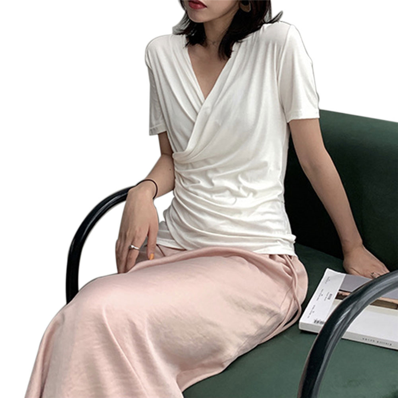 Women Sexy Cross V-neck Top Short Sleeve Bottoming T-Shirt Slim Clothes Loose Pullover Elegant Office Ladies Casual Solid Tee, Black
Women Sexy Cross V-neck Top Short Sleeve Bottoming T-Shirt Slim Clothes Loose Pullover Elegant Office Ladies Casual Solid Tee, Black