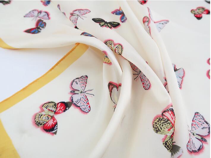 Spring new Korean version of sweet butterfly printed silk scarf custom simple fashion simulation silk small square WY766