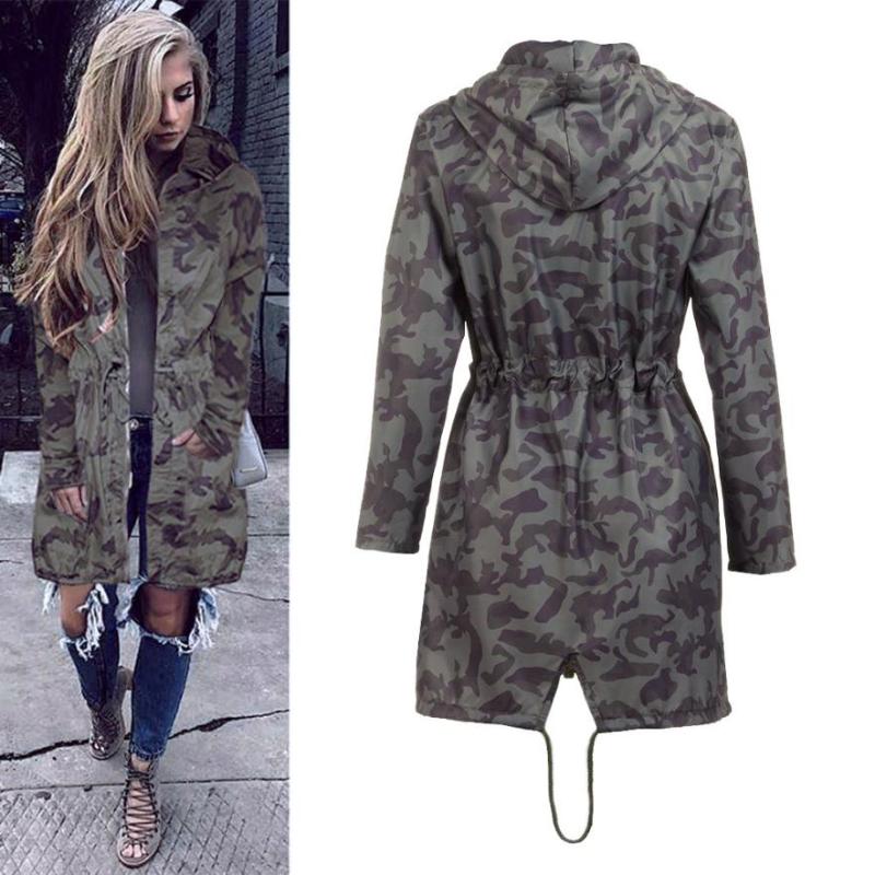 Womens Coat fashion 2019 Ladies Hooded Long Sleeve Coat Windbreaker Camouflage Outwear spring autumn women Giacca a vento
Womens Coat fashion 2019 Ladies Hooded Long Sleeve Coat Windbreaker Camouflage Outwear spring autumn women Giacca a vento