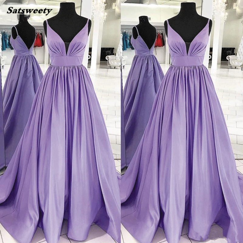 Purple Sleeveless Satin Deep V Neck Prom Dress Vestido De Festa Longo Elegant Simple Evening Gowns Long, Champagne
Purple Sleeveless Satin Deep V Neck Prom Dress Vestido De Festa Longo Elegant Simple Evening Gowns Long, Champagne