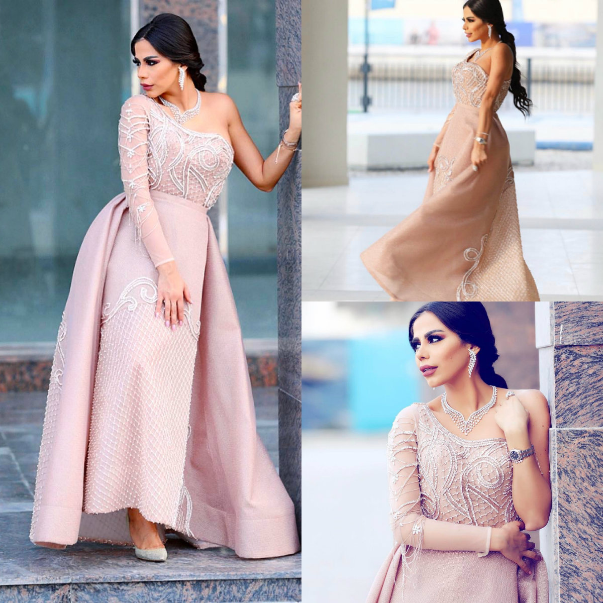2020 Pink Sheath Prom Dresses With Detachable Train One Shoulder Lace Appliqued Long Sleeve Evening Gowns Plus Size Special Occasion Dress, Gold
2020 Pink Sheath Prom Dresses With Detachable Train One Shoulder Lace Appliqued Long Sleeve Evening Gowns Plus Size Special Occasion Dress, Gold