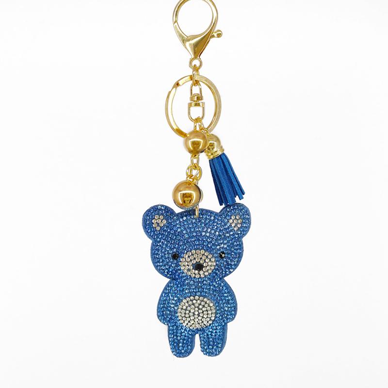 6pcs/lot Cute Key Chains Cartoon Bears Rhinestone Keychains Bags Wallet Pendants Decoration Jewelry Ornaments Phone Accessories