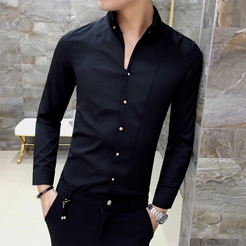 Men 2020 New Fashion solid color Lapel neck V-tepy men's shirt Long Sleeve Business Casual Slim men shirts Camisas Hombremens, Black
Men 2020 New Fashion solid color Lapel neck V-tepy men's shirt Long Sleeve Business Casual Slim men shirts Camisas Hombremens, Black