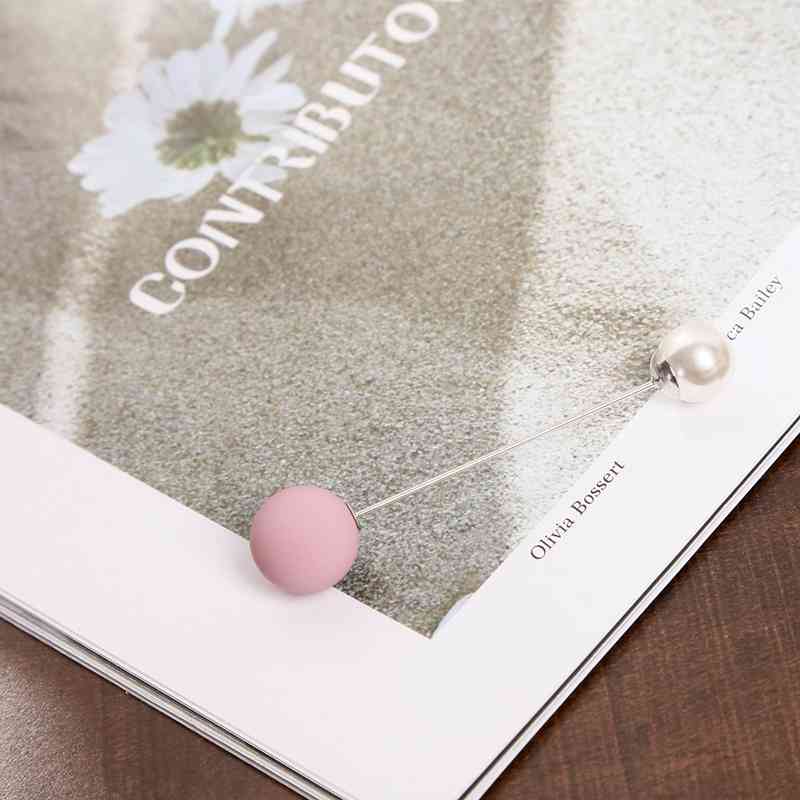 Scrub short paragraph brooch black white elegant temperament double-layer imitation pearl brooch 2 pieces