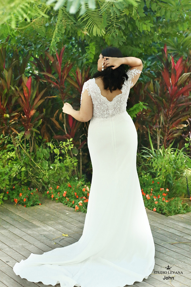 plus size mermaid wedding dresses lace appliqued v neck short sleeve bridal gowns wedding dress vestido de novia