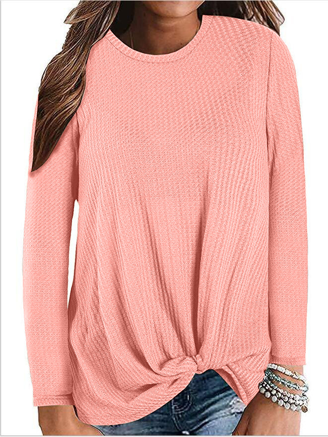 Spot 2021 European Spring and Autumn Fashion Casual Long Sleeve Solid Color Round Neck Street Knitwear Support Mixed Batch