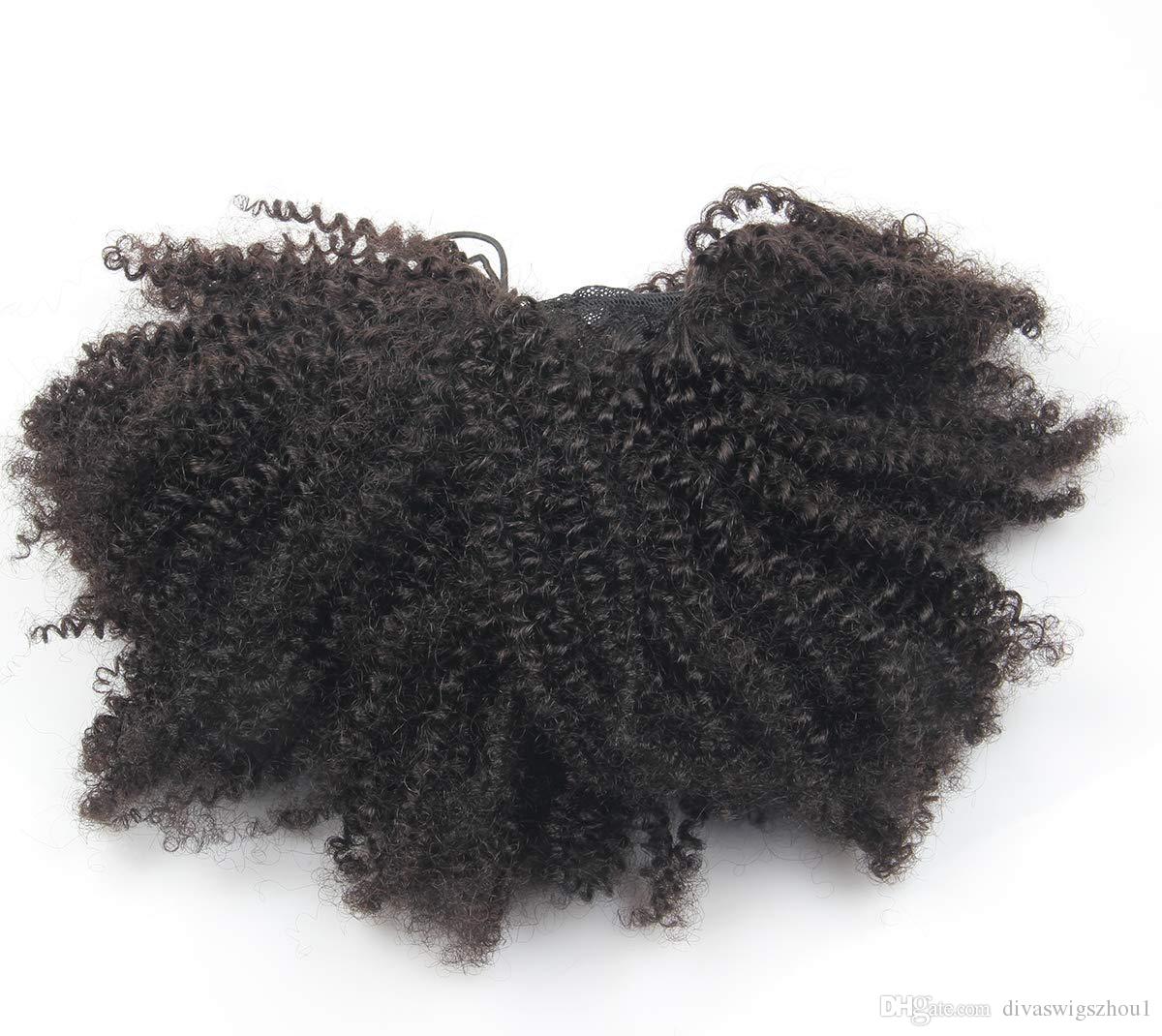 4b 4c Drawstring Puff Afro Kinky Curly Ponytail African American Short Wrap Human clip in Ponytail Hair Extensions