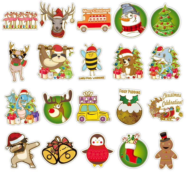 Hot Christmas Stickers for Cars Motorcycle Cute Waterproof Sunlight-Proof Vinyl Sticker and Decals Christmas-Decoration