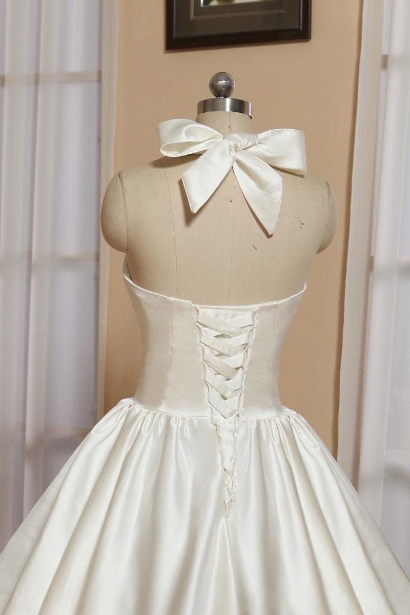 Short Wedding Dresses 50s Wedding dress Garden Tea Length Bridal Gowns Halter Neck Custom Size Vintage Inspired vestidos de novia
