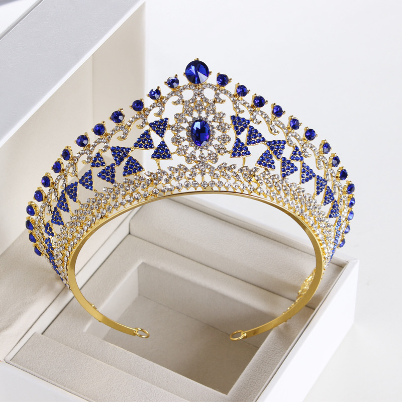 Luxury Full Circle Tiaras Pageant Clear Austrian Rhinestones King Queen Princess Crowns Wedding Bridal Brides Crown Party HeadPieces 5 Color