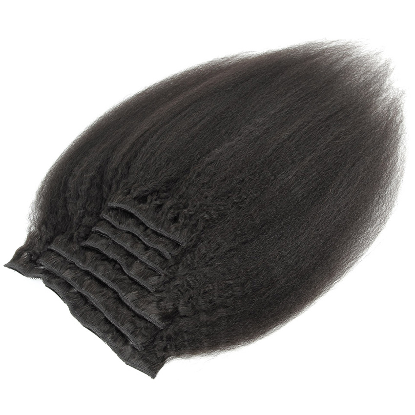 9A Grade Clip In Human Hair Extensions Kinky Straight Brazilian Peruvian Malaysian Indian Mongolian Virgin Hair 7pcs/set 120g Natural Color
