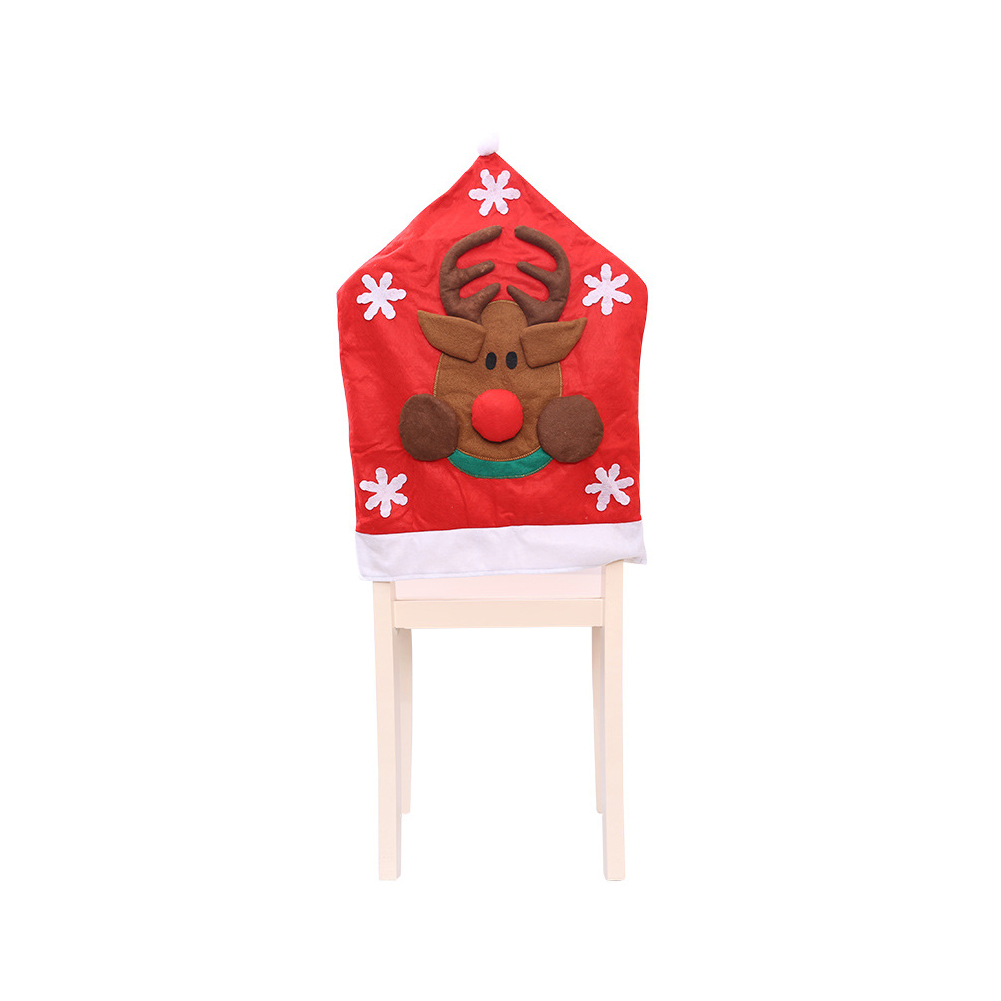 

Fashion Christmas Chair Cover Creative Merry Chair Back Detachable Xmas Back Slipcover For Kitchen Dining Chairs (Deer) Elk