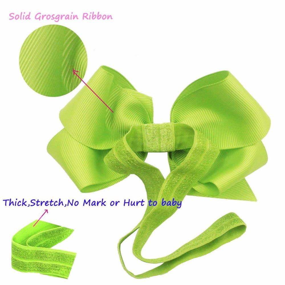 Baby Girls Headbands Grosgrain Ribbon 4.5" Hair Bows Headband Big Bow Hair Bands For Toddler Pack Of 20