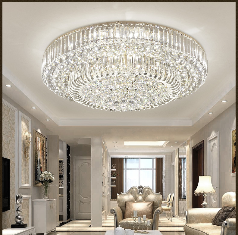 American LED Light Modern Crystal Ceiling Lights Fixture 3 White Color Dimmable Ceiling Lamp with Remote Controller Home Indoor Lighting