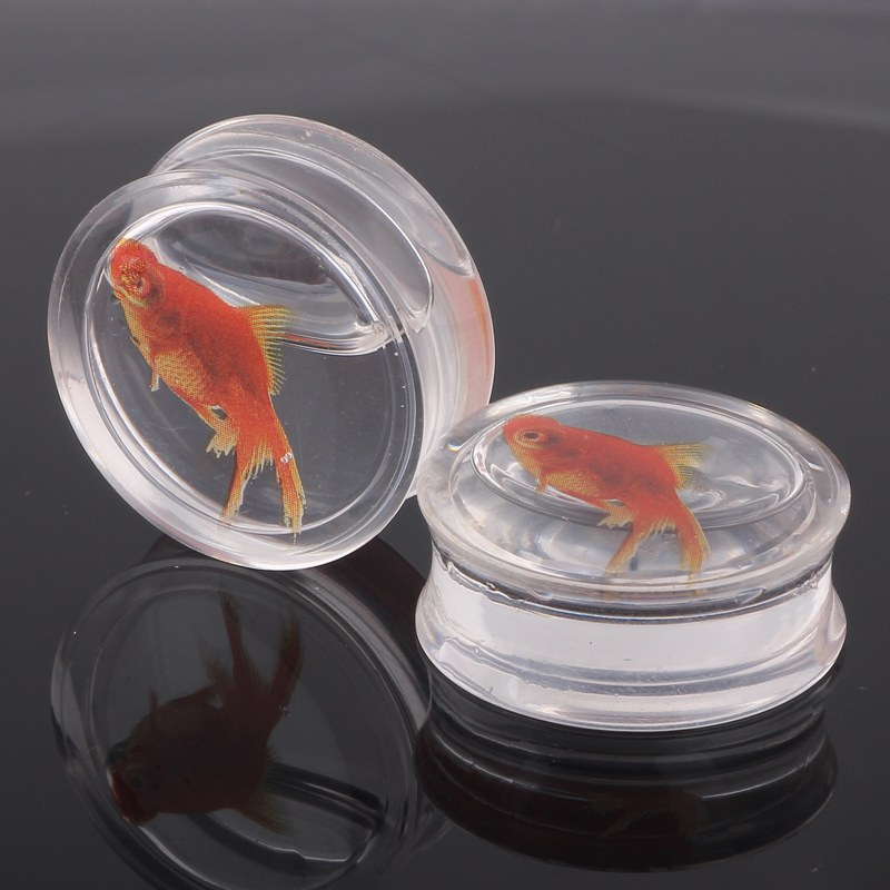Clear Goldfish ear plug tunnels Water tunnel Stretcher Fish flesh tunnel 818mm body jewelry piercing ear stretcher plugs