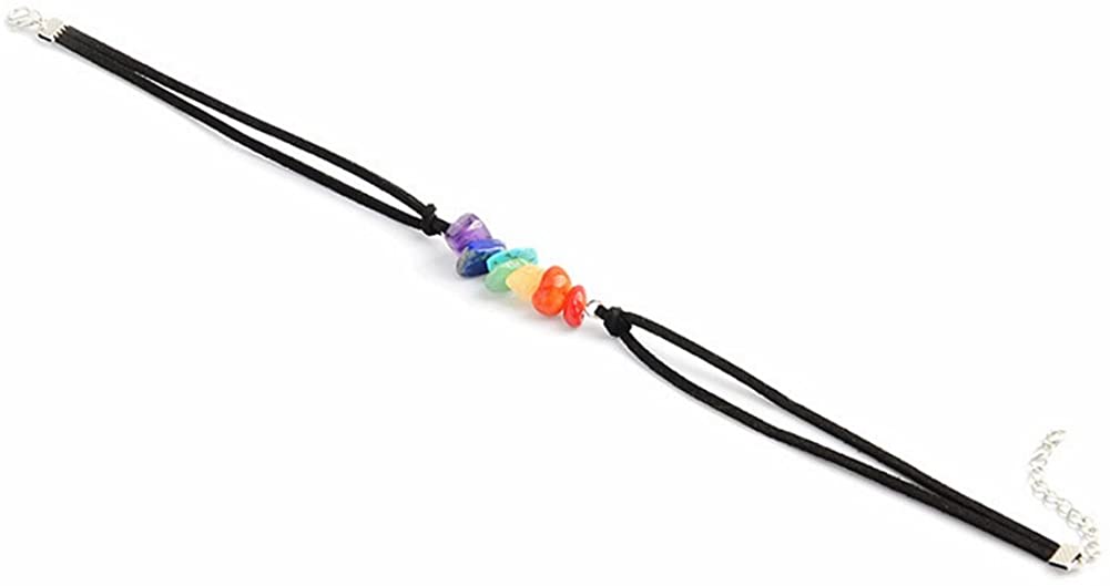 12PCS 7 Chakra Stone Yoga Choker Necklace Energy Healing Crystal Chokers Necklace Handmade Multilayer Bracelet Jewelry for Women Girls