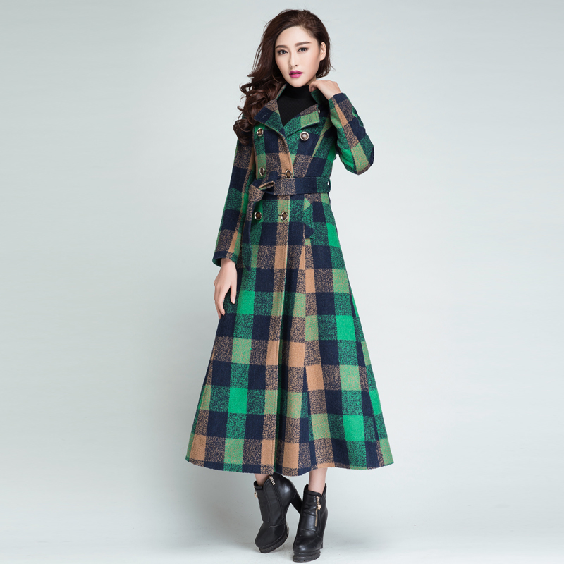 Women Wool Coat Plaid Women Long Double Breasted Woolen Coats Winter Overcoat 2019 Wool Jackets Trench, Green grid
Women Wool Coat Plaid Women Long Double Breasted Woolen Coats Winter Overcoat 2019 Wool Jackets Trench, Green grid
