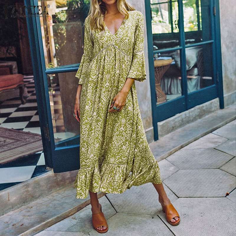 Women Autumn Long Maxi Dress ZANZEA Ladies Sexy High Split Bohemian Vestidos 2020 Vintage Floral Printed V Neck Dresses Oversize, Black
Women Autumn Long Maxi Dress ZANZEA Ladies Sexy High Split Bohemian Vestidos 2020 Vintage Floral Printed V Neck Dresses Oversize, Black