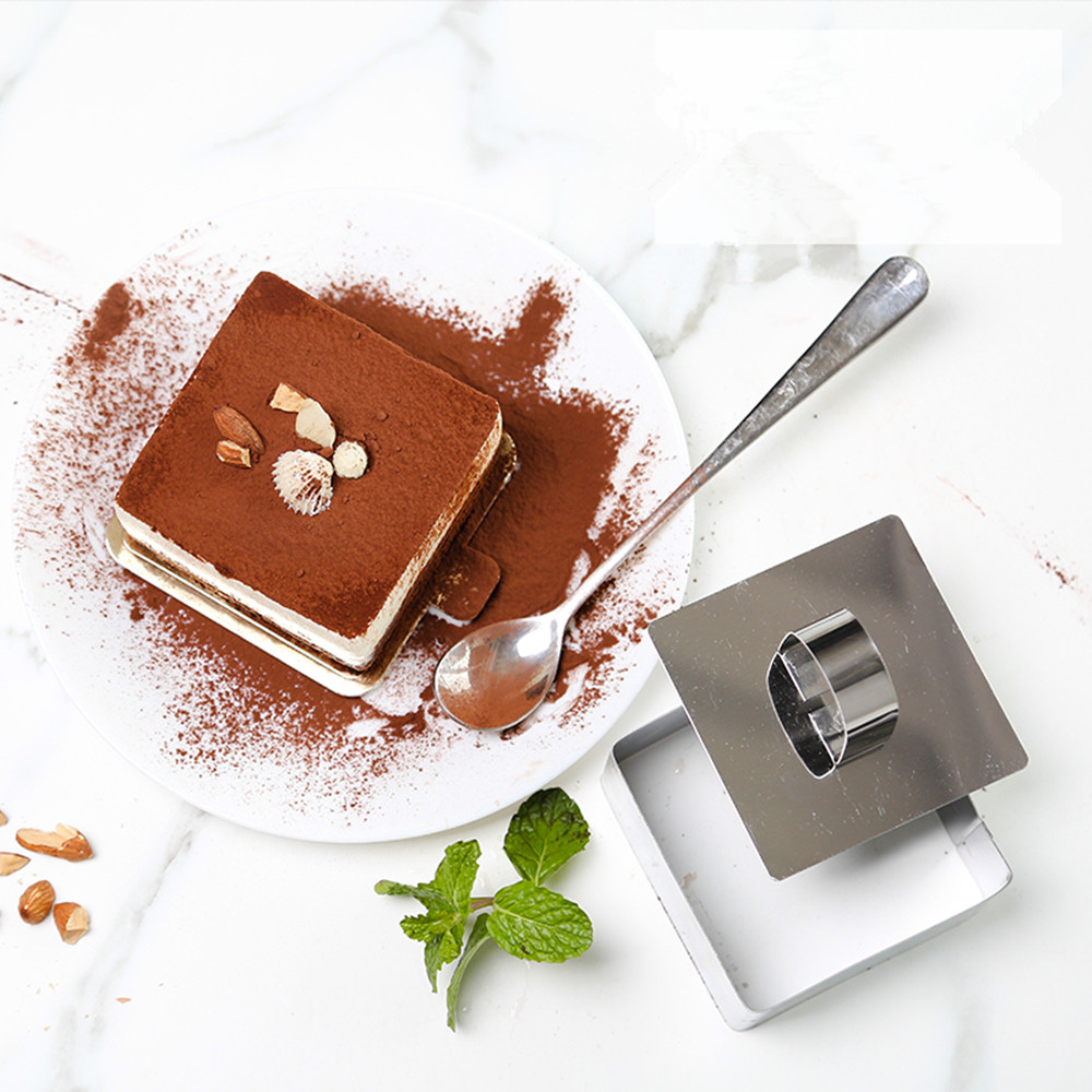 Square 6pcsset Stainless Steel Cooking Rings Dessert Rings Mini Cake and Mousse Ring Mould Set with Pusher15989584778646