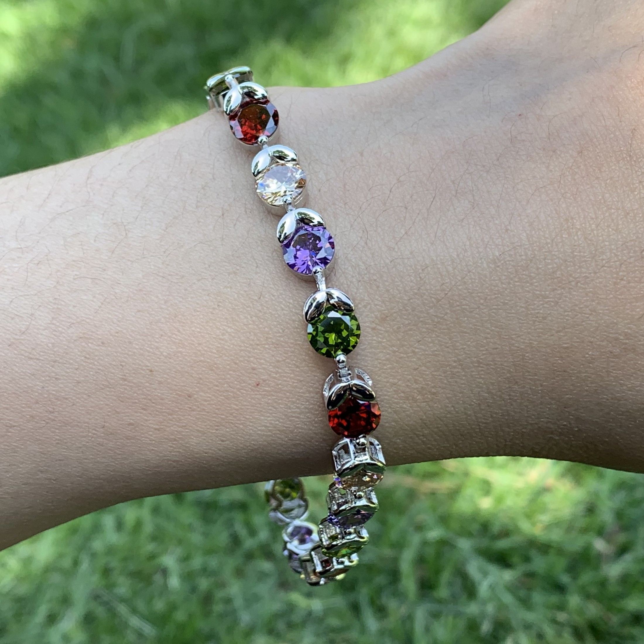 Sterg Sier Bracelet: Topaz & CZ Eternity Wedding Bangle for Women