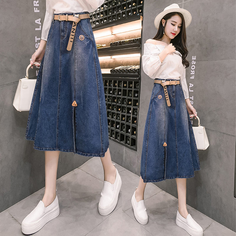2020 Spring New High Waist Denim Skirt Female Package Hip A-line Skirt Front Split Skirts Womens Casual Fashion Jeans Saias R190, Blue
2020 Spring New High Waist Denim Skirt Female Package Hip A-line Skirt Front Split Skirts Womens Casual Fashion Jeans Saias R190, Blue