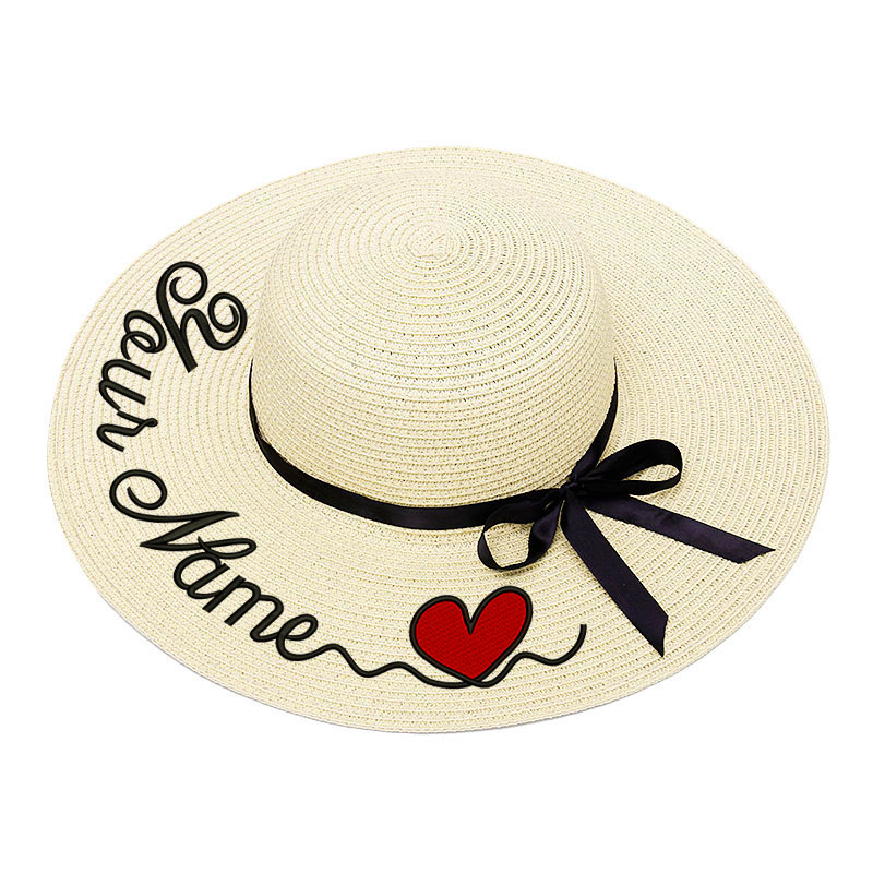 Embroidery Personalized Custom Heart Your Name Women Sun Hat Large Brim Straw Hat Outdoor Beach Summer Cap Dropshipp, H8 
Embroidery Personalized Custom Heart Your Name Women Sun Hat Large Brim Straw Hat Outdoor Beach Summer Cap Dropshipp, H8