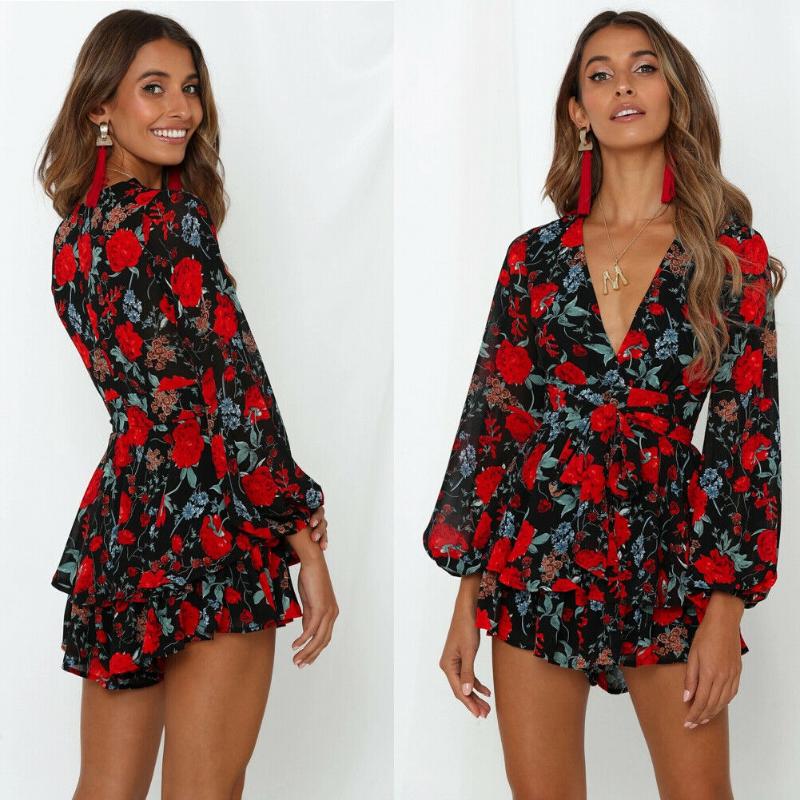 Women Ladies Clubwear Summer Playsuit Jumpsuit Romper Party Club Long Sleeve Print Deep V neck Leotard, Black
Women Ladies Clubwear Summer Playsuit Jumpsuit Romper Party Club Long Sleeve Print Deep V neck Leotard, Black