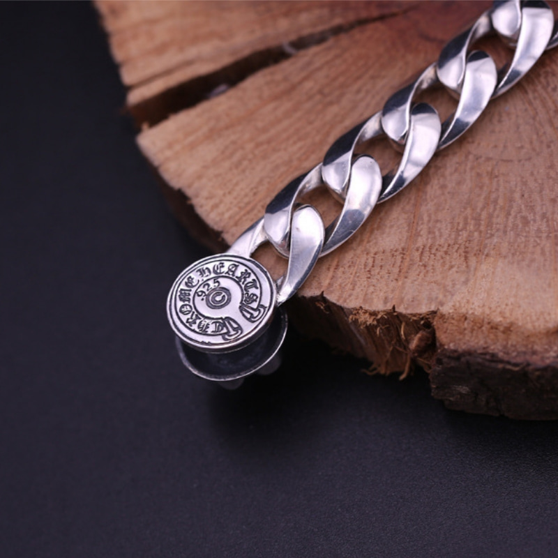 Gothic style 925 sterling silver handmade jewelry American European antique silver thick link chain vintage designer men's bracelets