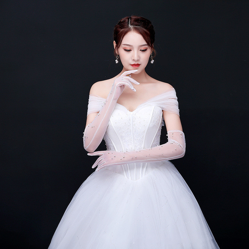 Korean New Full-finger Long Mesh Gauze Pearls Gloves Wedding Etiquette Performance White Gloves Bride Accessories Glove, Same as picture
Korean New Full-finger Long Mesh Gauze Pearls Gloves Wedding Etiquette Performance White Gloves Bride Accessories Glove, Same as picture