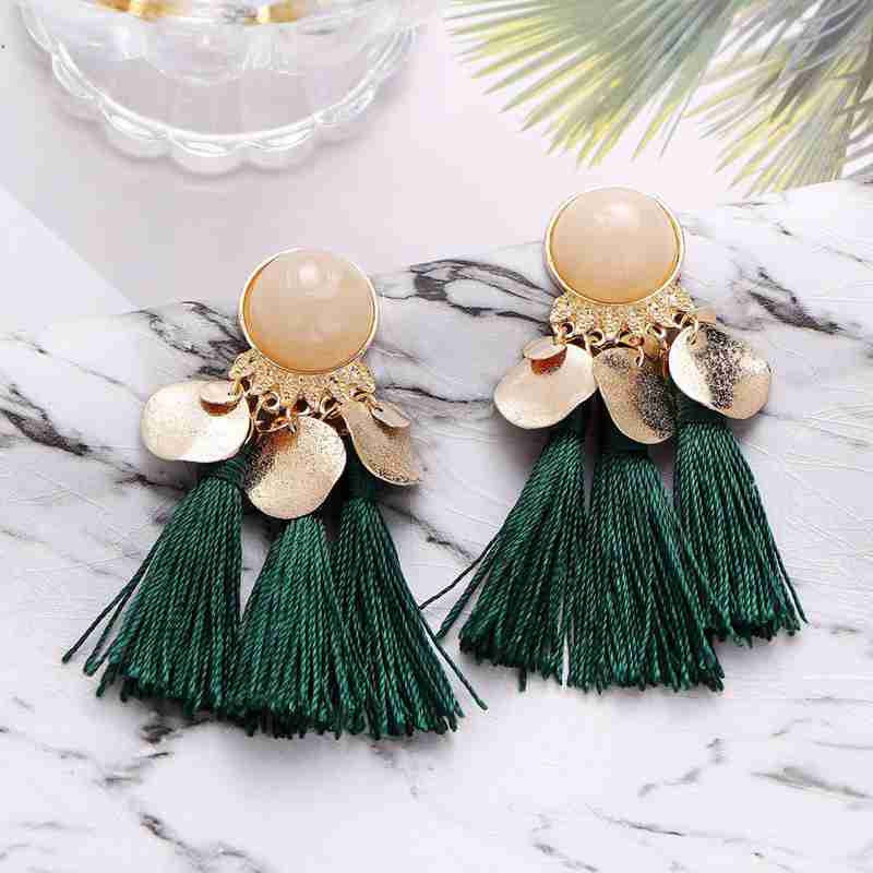 Alloy resin tassel earrings ladies hanging earrings retro style fashion jewelry birthday Valentine's Day Easter gift