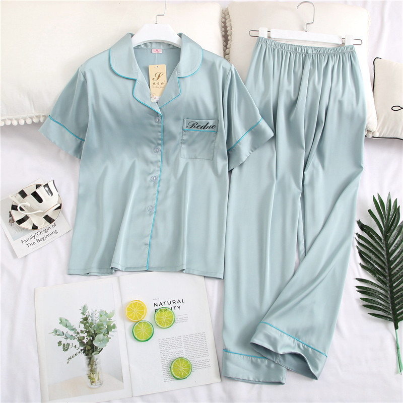 Lisacmvpnel Summer New Women's Pajamas Imitation Silk Suit Casual Comfortable Short-sleeved Pyjamas, Pink 
Lisacmvpnel Summer New Women's Pajamas Imitation Silk Suit Casual Comfortable Short-sleeved Pyjamas, Pink