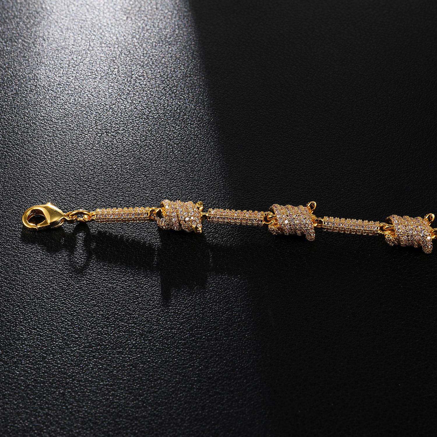 White New Arrival Gold Bg Cubic Zirconia Wire Wrap Knot Hip Hop Iced Out Bangle Bracelets Dia Jewelry Gifts for Men & Women 4