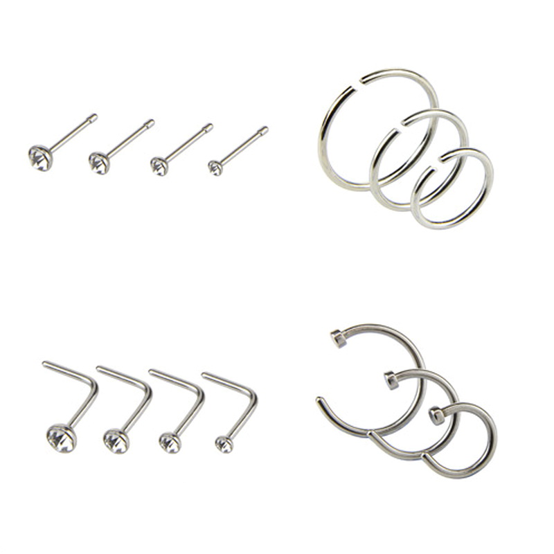 Titanium Stainless Steel Nose Earring Studs Rings 7 C Shape Trendy Bling Gems Eyebrow Lip Tongue Body Piercing Jewelry Mixed 14pcs/set, Silver
Titanium Stainless Steel Nose Earring Studs Rings 7 C Shape Trendy Bling Gems Eyebrow Lip Tongue Body Piercing Jewelry Mixed 14pcs/set, Silver