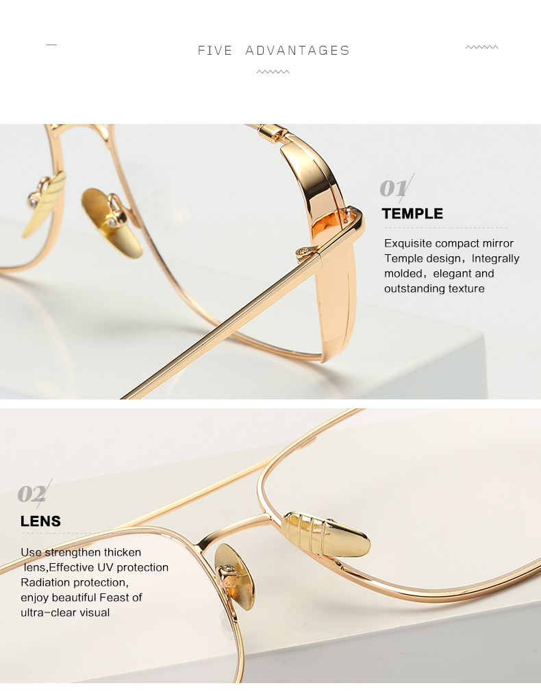 Rock style luxury sunglasses for men square clear lens glasses rim mens full frame oversized vintage gold silver metal sunglasses