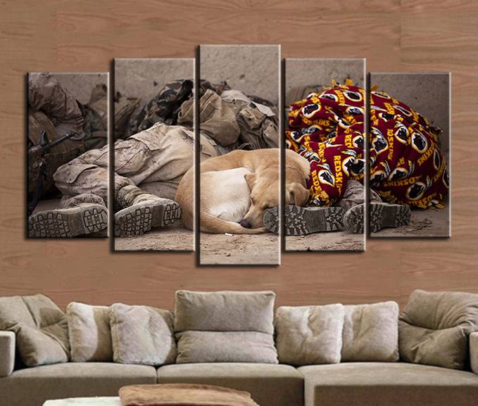 2019 Hot Wall Art Picture Dog and Soldier Spray Painting on Canvas Unframed Print Home Decoration