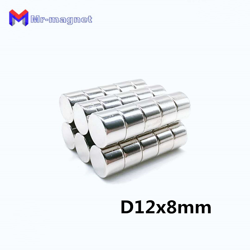 200pcs neodymium magnet 12x8 rare earth small strong round permanent 128 mm fridge electromagnet ndfeb nickle magnetic disc