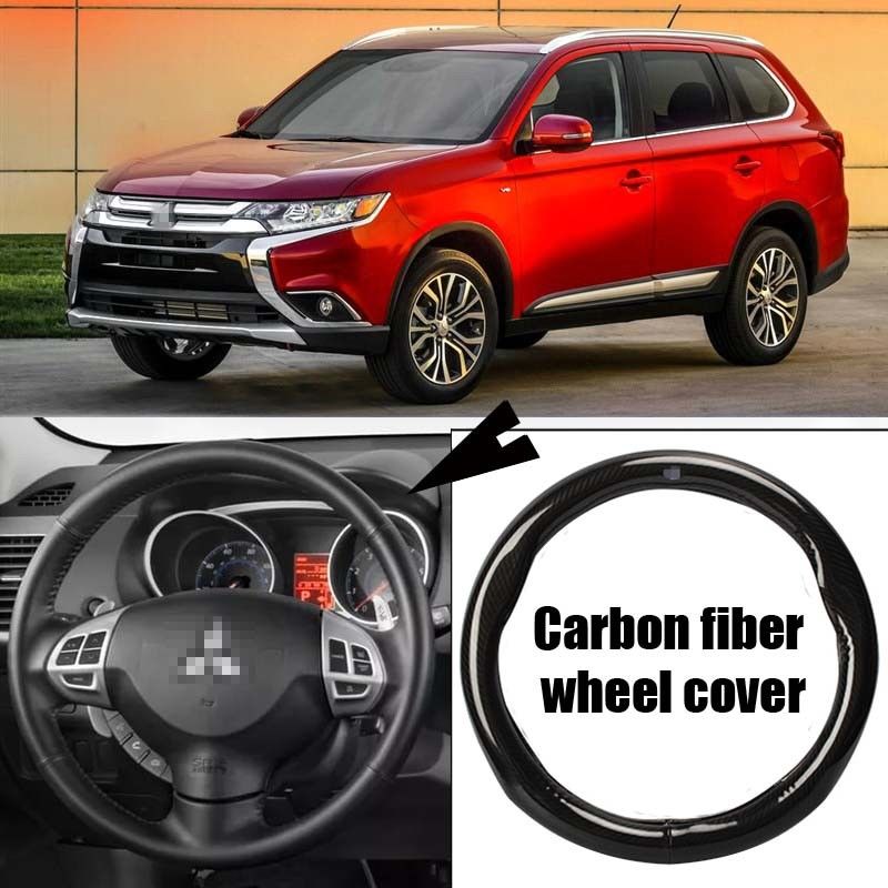 For Mitsubishi Outlander Carbon Fiber Leather Steering Wheel Cover Sport Racing