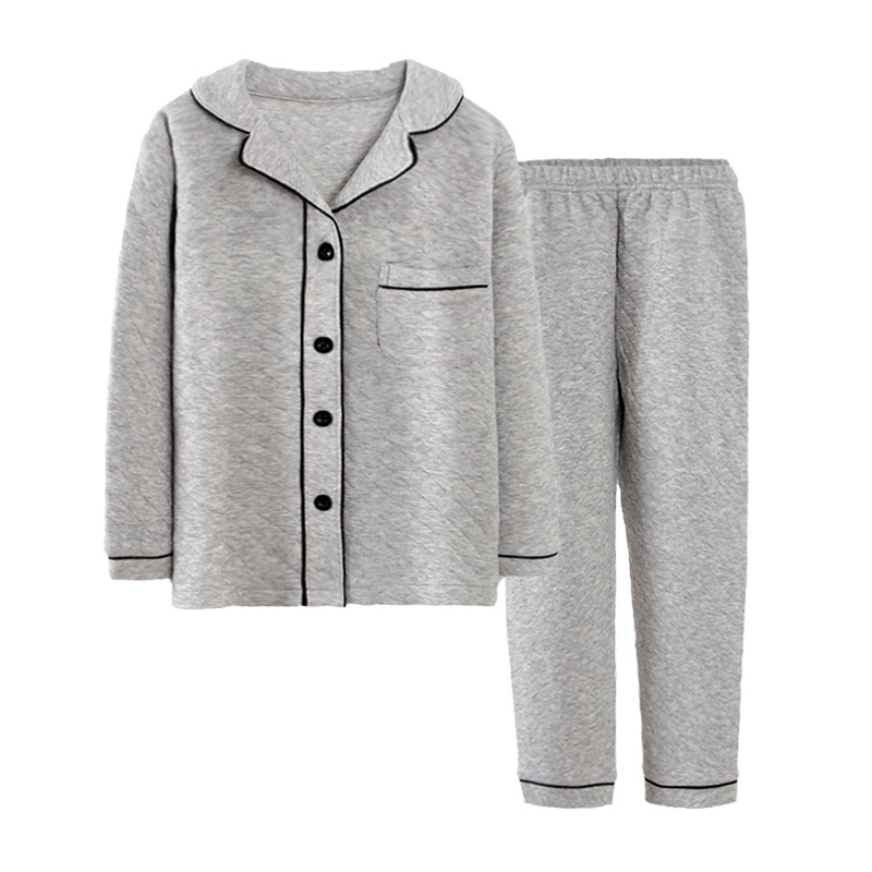 Women Winter Cotton Unisex Family Sleepwear 2pcs Piping Sleep Shirt with Pants Pajamas Sets for Mom Dad and Kids Home Lounge Wear Multicolor