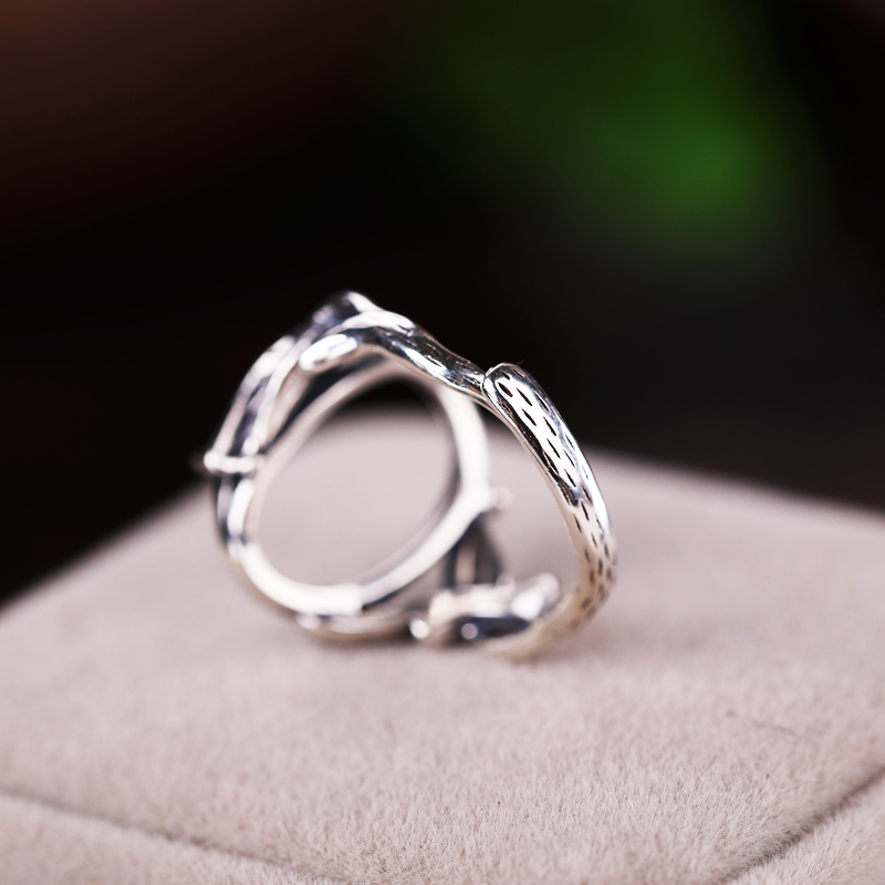 925 Sterling Silver Women Engagement Wedding Ring 12.5x16.5mm Oval Cabochon Semi Mount Ring fit Amber Opal Turquoise Setting