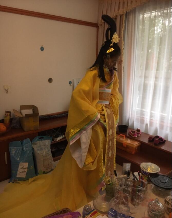 Studio Work Film TV ancient costume Legend Stars Same Item Hanfu Cosplay female Chinese Hanfu costume yellow White tailed Outfit