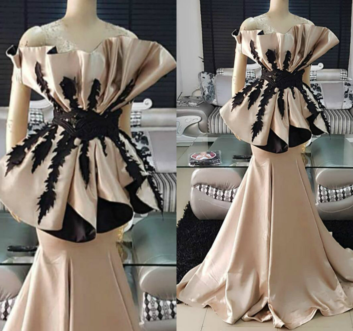 Arabic Off Shoulder Mermaid Prom Dresses Lace Appliques Peplum Formal Evening Dress Dresses Party Wear Custom Made Party Gowns
