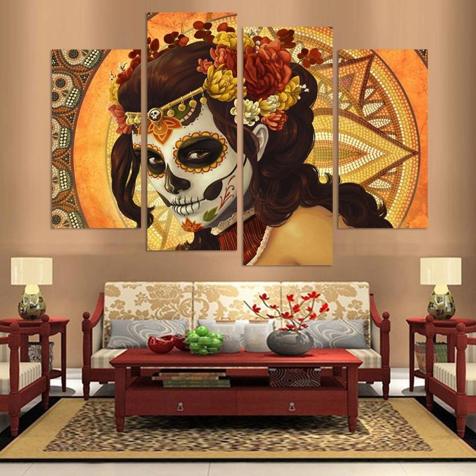 4pcs/set Unframed Skull Girl Colourful Face Figure Painting On Canvas Wall Art Painting Art Picture For Living Room Decor
4pcs/set Unframed Skull Girl Colourful Face Figure Painting On Canvas Wall Art Painting Art Picture For Living Room Decor